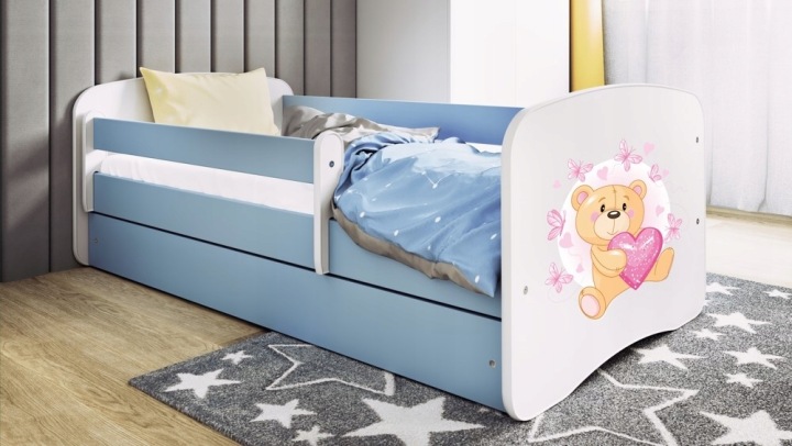 Ліжко babydreams синє синій ведмедик без шухляди матрац кокосовий 180/80 — фото 6