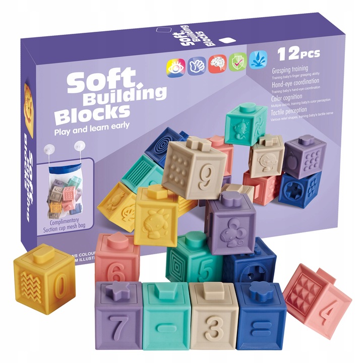 SOFT SENSORY BLOCKS FOR CHILDREN SET OF 12PCS