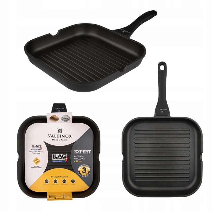 Nepřilnavá grilovací pánev Valdinox Expert 28 cm, indukce a plyn