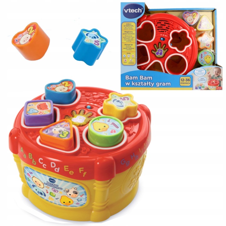 VTECH барабанчик розвивальний BAM BAM у форми грам коробка для конструктора сортер (виставковий) — фото 3