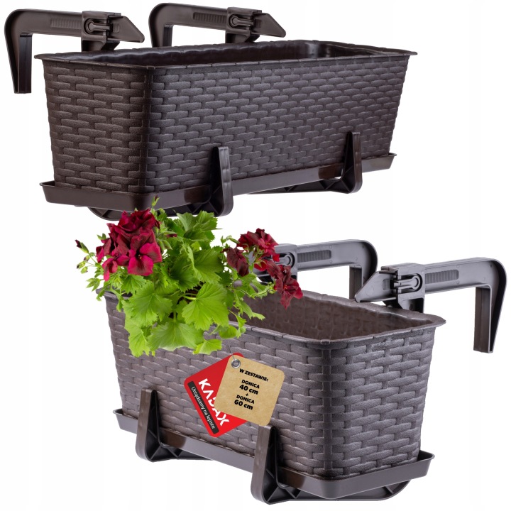 Květináč Balkonový Truhlík Držáky 40+60 cm 2 ks