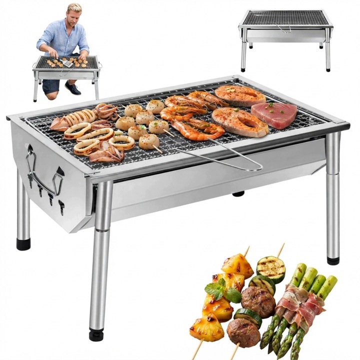 Skládací Turistický Gril Kufr Přenosný Zahradní Uhlíkový Bbq