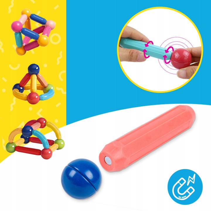 DUŻE KLOCKI MAGNETYCZNE KONSTRUKCYJNE XXL 120 elem Liczba elementów 120 szt.