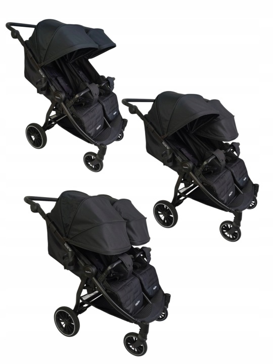 Візок прогулянковий для близнюків KacBru GOLDIE TWINS Чорний Мега Наповнення — фото 5