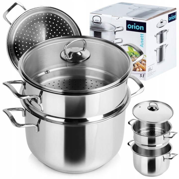 Hrnec pro vaření v páře, parní hrnec Premium 5 l, indukce a plyn