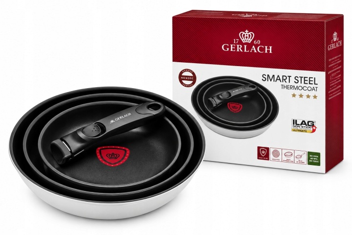 Sada pánví Gerlach Smart Steel ThermoCoat 20, 24, 28 cm
