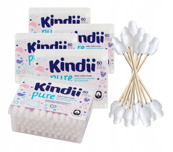 Kindii палички гігієнічні для дітей 60 шт. Pure — фото 5