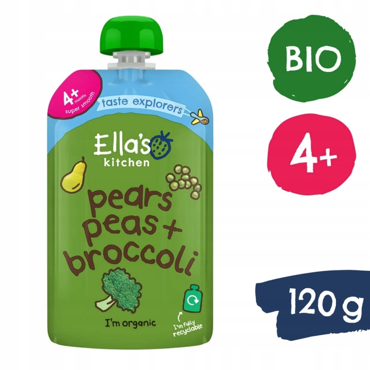 Ella's Kitchen Біо Груша, горошок і броколі для немовлят 4 міс.+ 120 г — фото 8