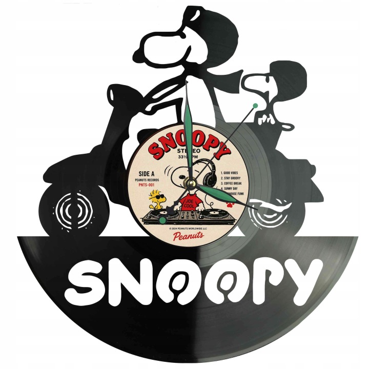Snoope Vinylová deska Nástěnné hodiny Unikátní dekorace pro fanoušky