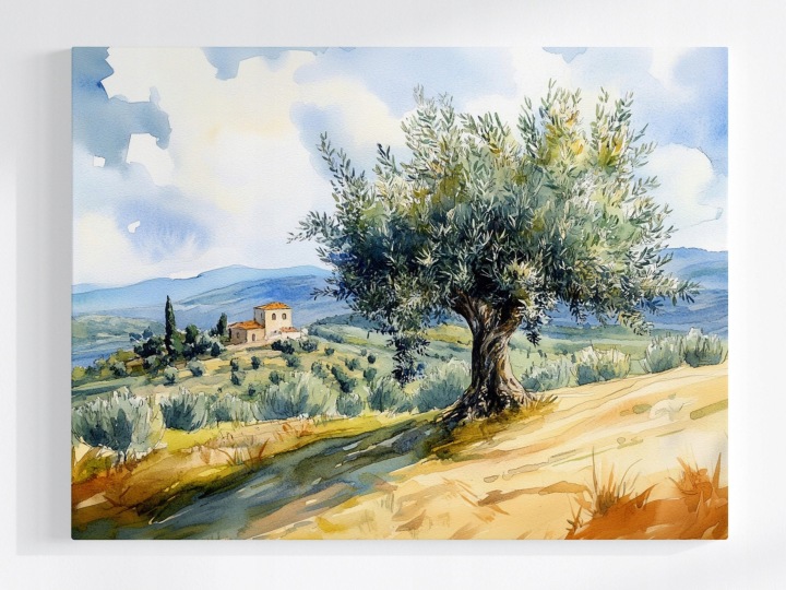 Plakát Krajina Itálie Toskánsko Dřevo Oliva Vila 100x75