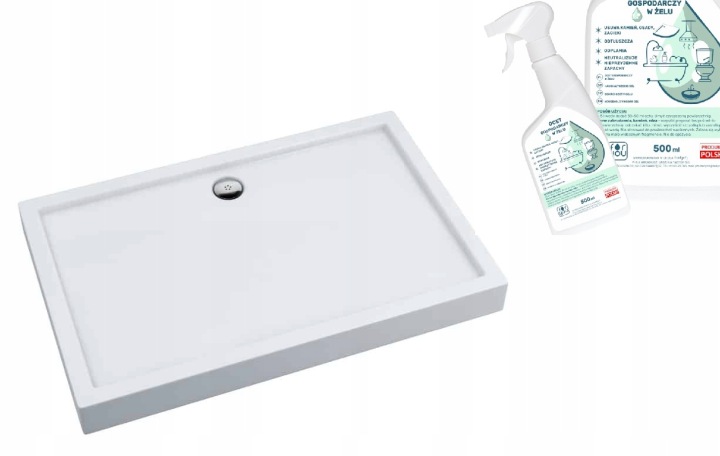 Obdélníková sprchová vanička Kronos Plus 120x90x14 Stabilsound, přípravek ocet