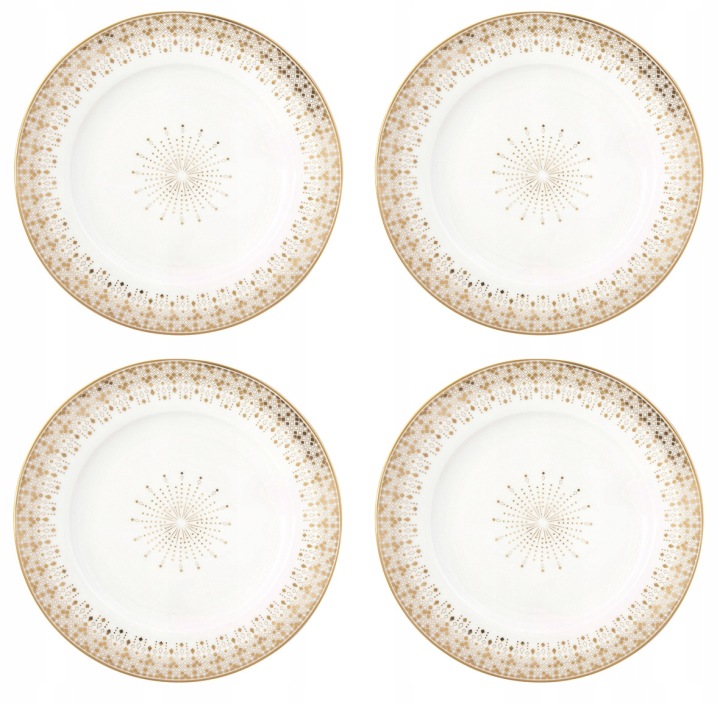 4 x talířek 19 cm dezertní, minimalistický vzor, teplé hnědé barvy