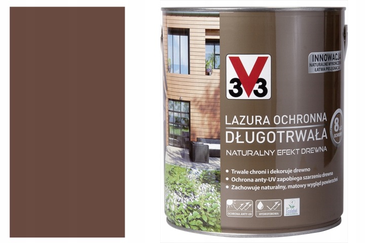 V33 Ochranná Lazura Dlouhotrvající 8 Let kaštan 0,75 l