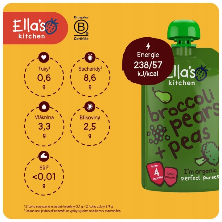 Ella's Kitchen Біо Груша, горошок і броколі для немовлят 4 міс.+ 120 г — фото 6