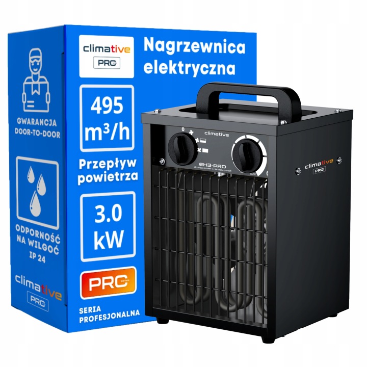 Elektrický ohřívač EH-3 Pro 3 kW, výkonný dmychadlový termostat – ne farelka