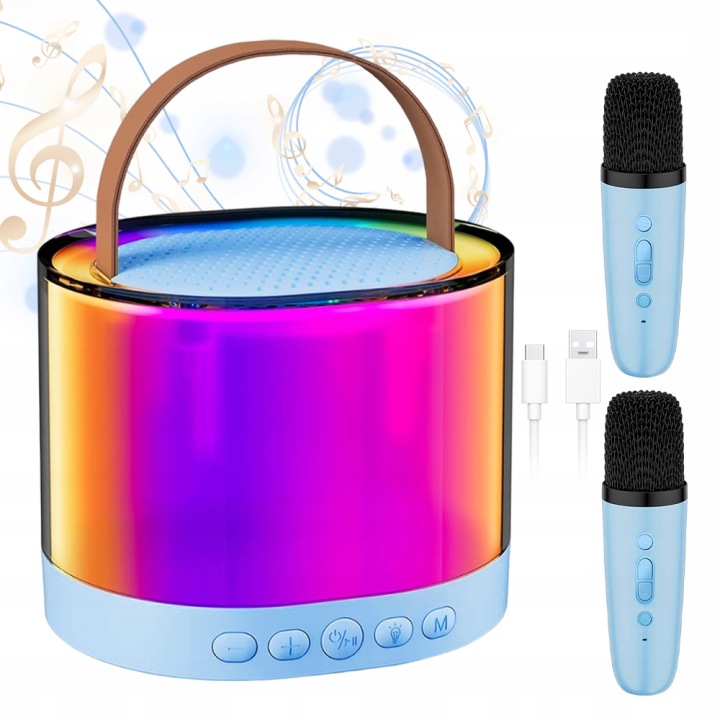 Набір караоке колонка BLUETOOTH 2 мікрофони багатофункціональний RGB — фото 10