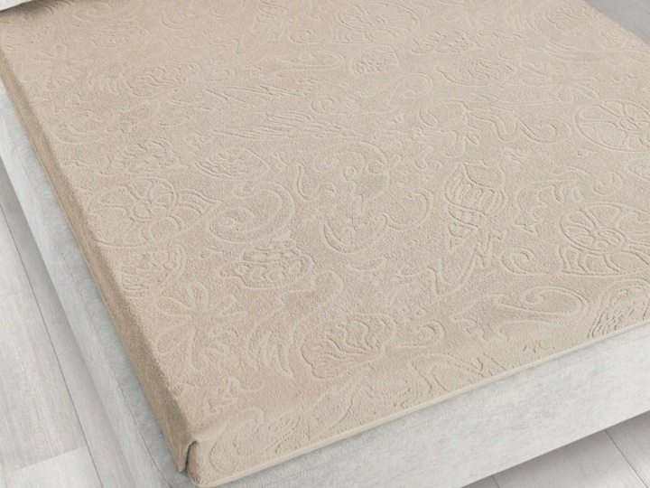 Froté prostěradlo bez gumičky 175x220 Tulipán Sepia béžové žakárové