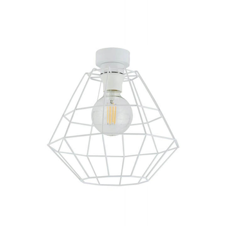 Závěsná lampa Diamond Bílá Kovová Stínidlo 1xE27 30 cm Stropní Svítidlo Pokoj