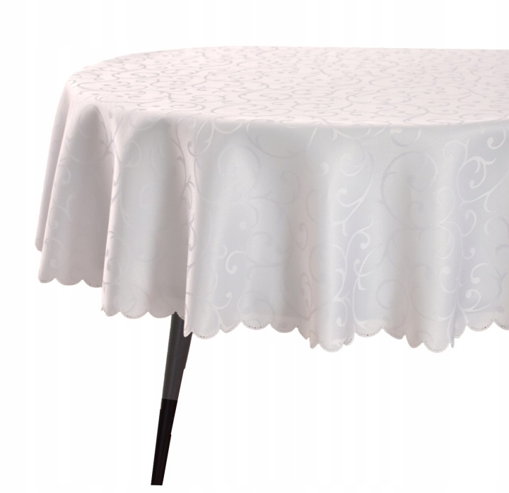 Ubrus Odolný Proti Skvrnám, Oválný, 130 X 190 CM, Bílý, Vzor, Větvičky, Escandia, Svátky