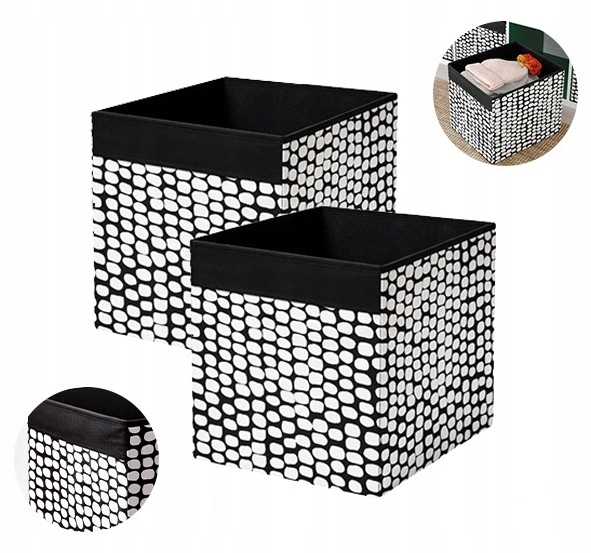 IKEA Дрона Коробка 33x38x33 чорний контейнер горошок вкладиш для стелажа kallax — фото 7