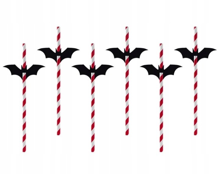 PartyDeco соломинки кажани 19,5 см 6 шт. SLH2