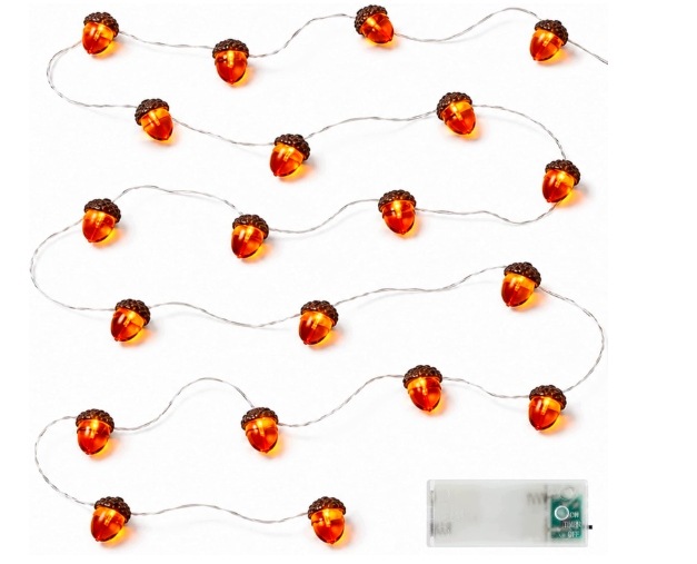 Světelná Girlanda Žaludy 3M 20 Led Podzimní Časovač Na Baterie