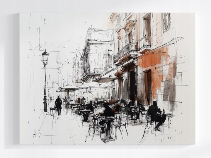 Plakát Kresba Skica Město Ulice Kavárna Urban 100x75
