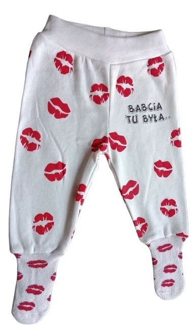 Półśpiochy niemowlęce ze skarpetkami bawełna babcia tu była — zdjęcie 3