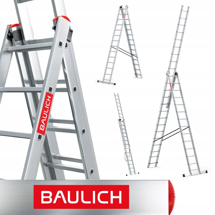Žebřík 3x14 multifunkční Profesionální Baulich hák Bonus