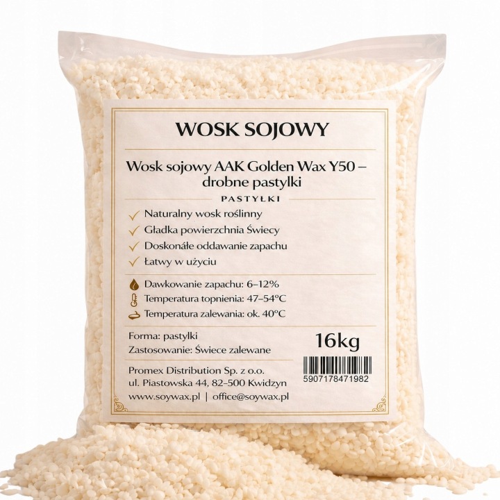 Vosk Golden Wax Y50 100% sója noGMO 16 kg Pastilky