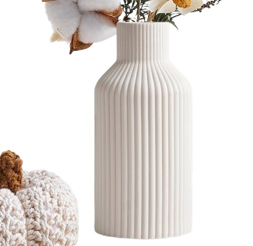 Keramická Váza 20,5 CM Bílá Boho Moderní Pro Květiny A Pampy
