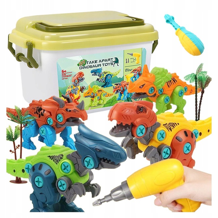 Construction Kit with Dinosaur Screwdriver for Twisting Blocks Screw Set
