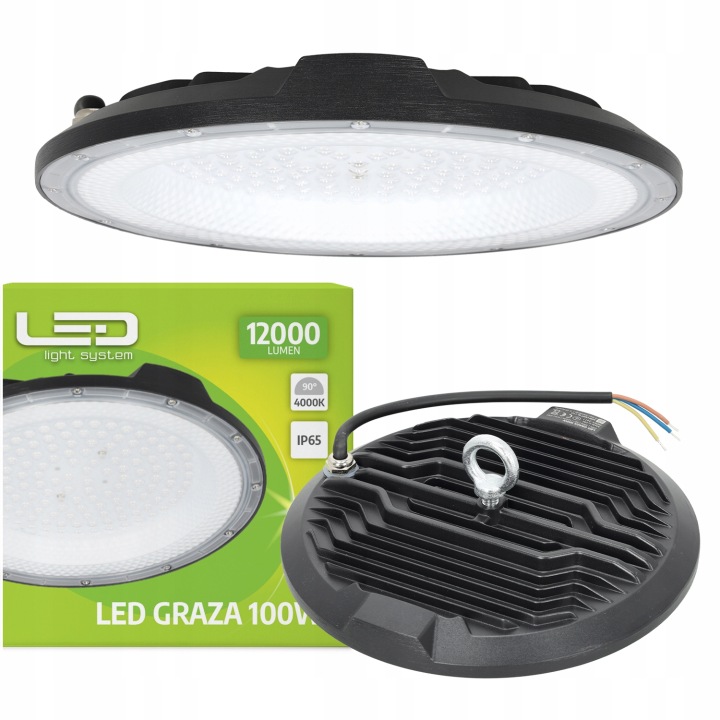 Garážová dílenská lampa 100W 4000K Hermetické svítidlo IP65 90°