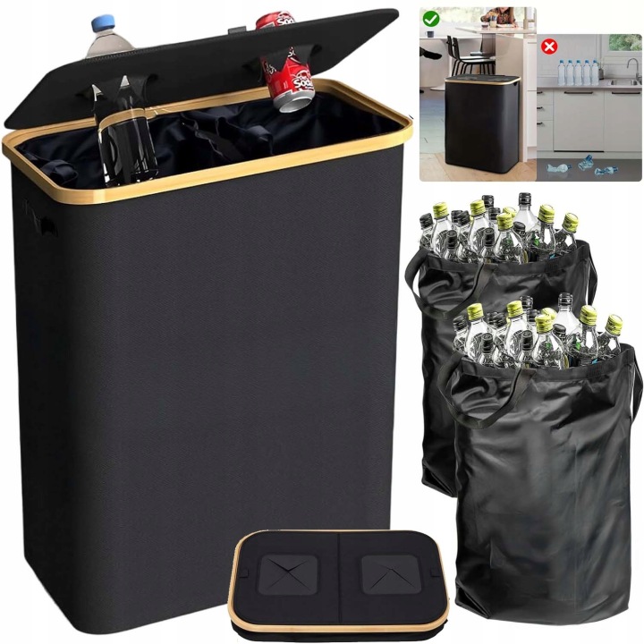Koš Nádoba Na Láhev Recyklační Plechovky 140 L Velký S 2 Vyjímatelnými Sáčky