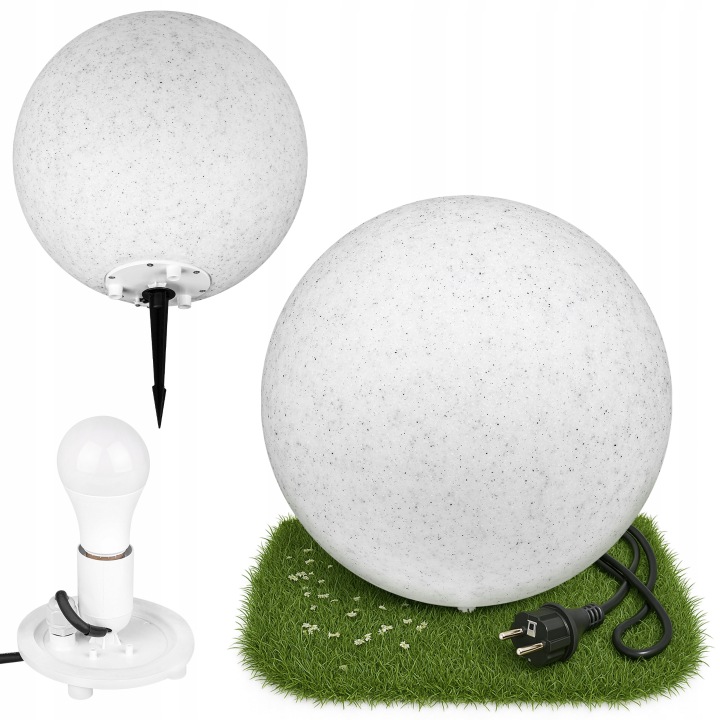 Led lampa Zapichovací Kula Zahradní 35CM Kamenná Nadzemní E27