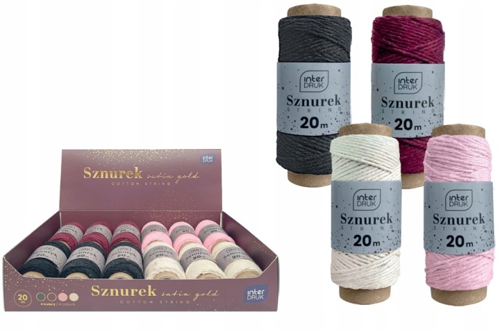 Мотузка на котушці 20 м SATIN золотий INTERDRUK