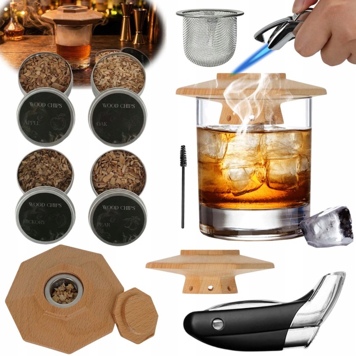 Sada Na Uzení Whisky Smoker S Barmanským Nářadím Jako Dárek