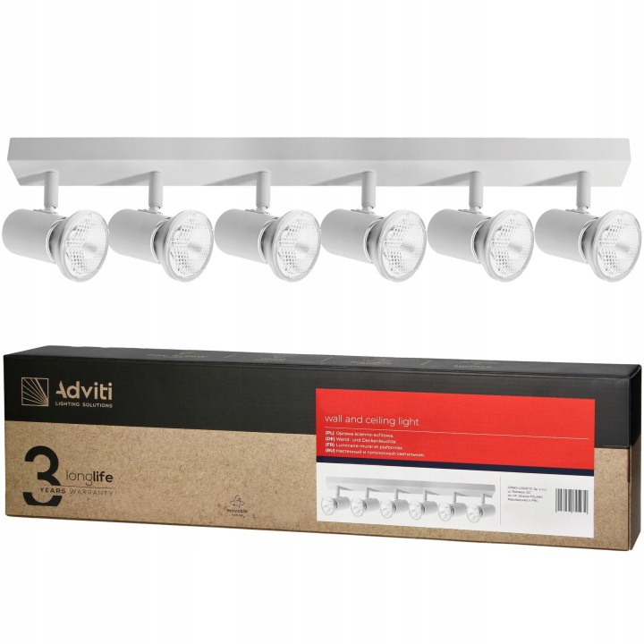 stropní svítidlo Led Nastavitelná lišta Nástěnné svítidlo 6x E27