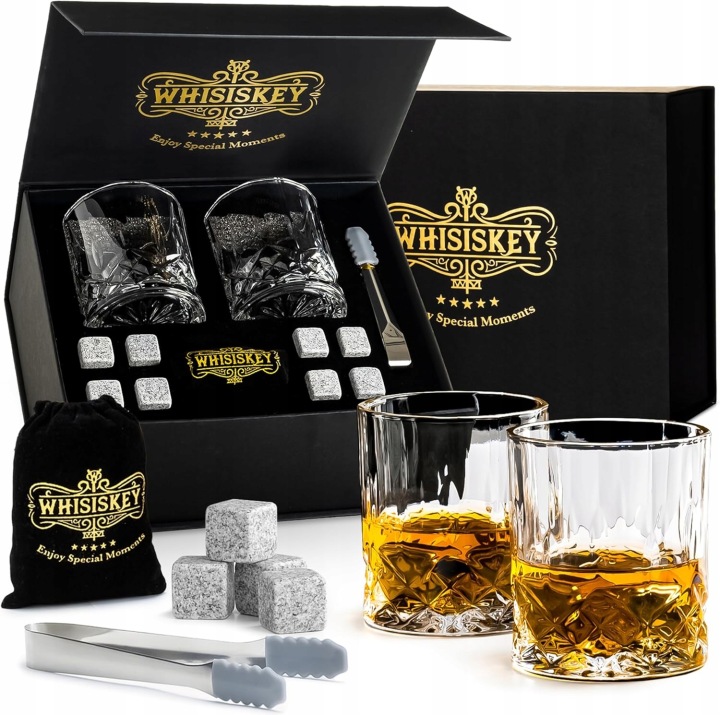 Sada 2KS Sklenice Na Whisky 310 ML Kameny Dárek Pro Muže