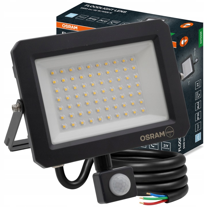 Led reflektorová lampa Halogenová Led lampa s senzorem 50W 5500lm 6500K IP65