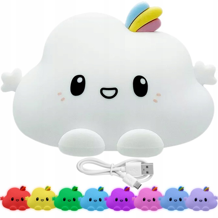 Нічник для дітей кольорова силіконова хмаринка LED RGB USB на подарунок