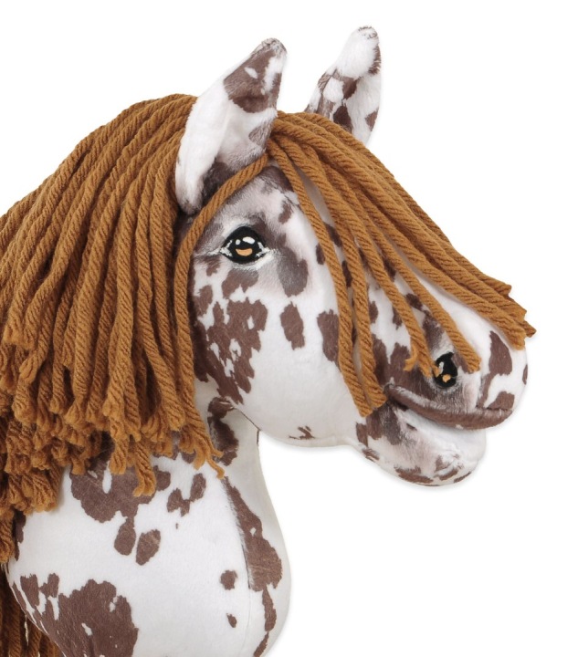 Hobby Horse Маленький кінь на палиці Преміум чубарий біло-коричневий з коричневою г — фото 2