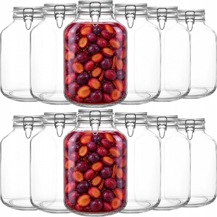 Sklenice na zavařeniny, nádoba s přezkou, zavařovací sklenice hermetická, ozdobná, Velká, 5L x 12