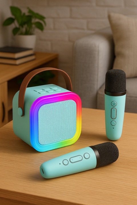 Набір караоке 2 мікрофони + колонка бездротова BLUETOOTH супер звук