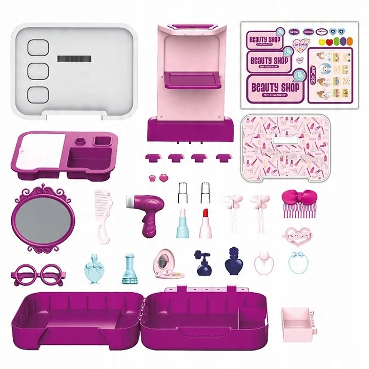 PINK DRESSING TABLE FOR A GIRL, 32-PIECE SUITCASE. Manufacturer code 5903772583373
