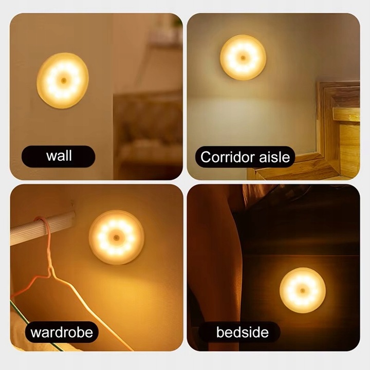 LAMPKA DO SYPIALNI 10 LED ŚCIEMNIANIE 5% CZUJNIK RUCHU MOCNA BATERIA CIEPŁA
