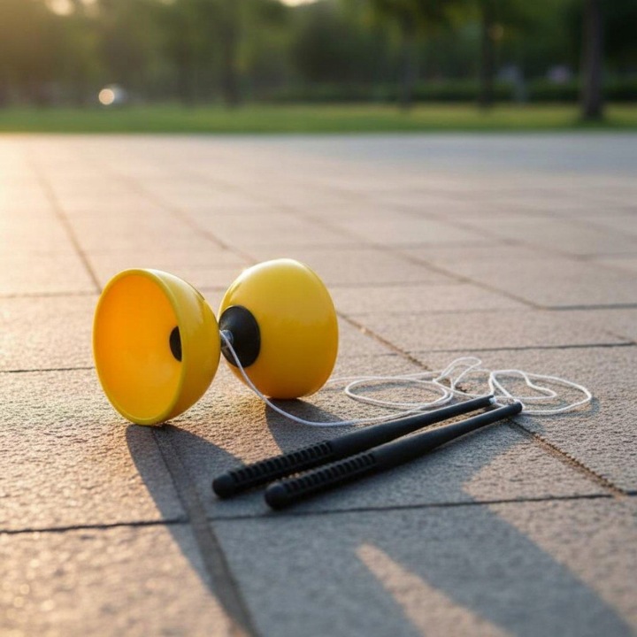 Outdoor Дітей Тренувальний Діаболо Набір Triple Підшипник Гумовий Juggle Жовтий L — фото 3