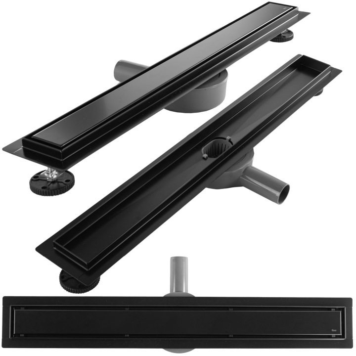 Černý Sprchový Odtok 60 cm Lineární Podlahový Rea Neox Pro Black