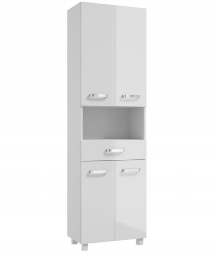 Koupelnový sloupek stojící bílý lesk 170x50 cm moderní a praktický skříňka
