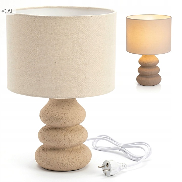 Noční lampa s 35 cm stínítkem pro kontakt, klasická, béžová